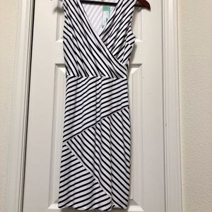 Sleeveless Black & White Knit Dress, XS